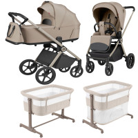 Комплект CARRELLO Premium: Коляска 2 в 1 Ultra F CRL-6557 Vintage Beige+ приставная кроватка Picto 3 в 1
