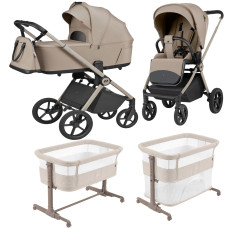 Pack CARRELLO: Carrito de bebé 2 en 1 Ultra F CRL-6557 Vintage Beige con capazo plegable + сuna colecho parque  Picto 3 en 1 