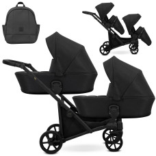 Cochecito gemelar 2 en 1 Kunert Brav Duo BD-01 Negro con chasis negro o color champán