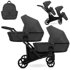 Cochecito gemelar 2 en 1 Kunert Brav Duo BD-02 Graphite con chasis negro o color champán