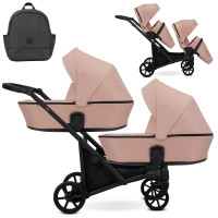 Cochecito gemelar 2 en 1 Kunert Brav Duo BD-04 Pink con chasis negro o color champán