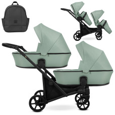Cochecito gemelar 2 en 1 Kunert Brav Duo BD-05 Mint con chasis negro o color champán