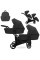 Cochecito gemelar 2 en 1 Kunert Brav Duo BD-11 Black Eco con chasis negro o color champán