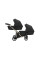 Cochecito gemelar 2 en 1 Kunert Brav Duo BD-11 Black Eco con chasis negro o color champán