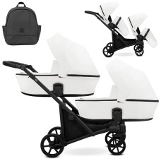 Cochecito gemelar 2 en 1 Kunert Brav Duo BD-12 White Eco con chasis negro o color champán