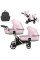 Cochecito gemelar 2 en 1 Kunert Brav Duo BD-15 Baby Pink Eco con chasis negro o color champán
