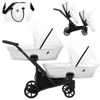 Коляска для двойни 2 в 1 Kunert Ivento Duo ID-08 White Pearl Eco с черной рамой или рамой цвета шампань