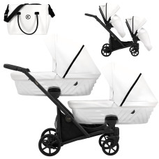 Cochecito gemelar 2 en 1 Kunert Ivento Duo ID-08 White Pearl Eco con chasis negro o color champán