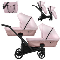 Коляска для двойни 2 в 1 Kunert Ivento Duo ID-13 Pink Metalic Eco с черной рамой или рамой цвета шампань