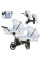 Cochecito gemelar 2 en 1 Kunert Ivento Duo ID-22 Baby Blue Metalic Eco con chasis negro o color champán
