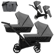 Cochecito gemelar 2 en 1 Kunert Ivento Duo ID-09 Deep Graphit con chasis negro o color champán