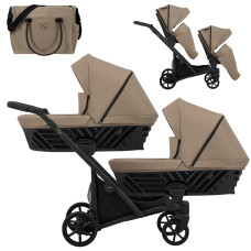 Cochecito gemelar 2 en 1 Kunert Ivento Duo ID-10 Caramel Macchiato con chasis negro o color champán