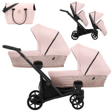 Cochecito gemelar 2 en 1 Kunert Ivento Duo ID-11 Smoky Pink con chasis negro o color champán