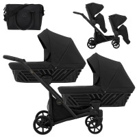 Коляска для двойни 2 в 1 Kunert Ivento Duo ID-12 Deep Black с черной рамой или рамой цвета шампань