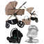 Pack ahorro: carrito de bebé 2 en 1 Dada Flux Beige + silla de auto (grupo 0) + hamaca balancín automática 