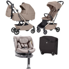 Pack ahorro CARRELLO: Carrito con capazo plegable 2 en 1 Magia CRL-6655 Spice Beige+  Silla de coche Carrello Octopus  0-12 años