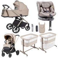 Pack CARRELLO: Carrito de bebé 2 en 1 Ultra F CRL-6557 Polar Beige con capazo plegable + сuna colecho parque  Picto 3 en 1 + Silla de auto Carrello Octopus 0-12 años