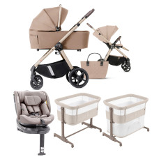 Pack ahorro: Carrito de bebé 2 en 1 Dada Flux Beige +  Silla de coche Carrello Octopus  0-12 años + сuna colecho parque Picto