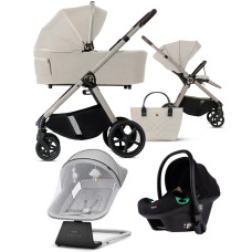 Pack ahorro: carrito de bebé 2 en 1 Dada Flux Almond + silla de auto (grupo 0) + hamaca balancín automática 