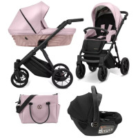 Carrito de bebé 3en1 Ivento IVE-13 Pink Metalic ecopiel con chasis negro o dorado
